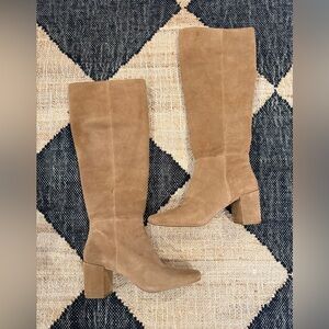SPLENDID BROWN TAN KNEE HIGH SUEDE BOOTS HEEL 8.5